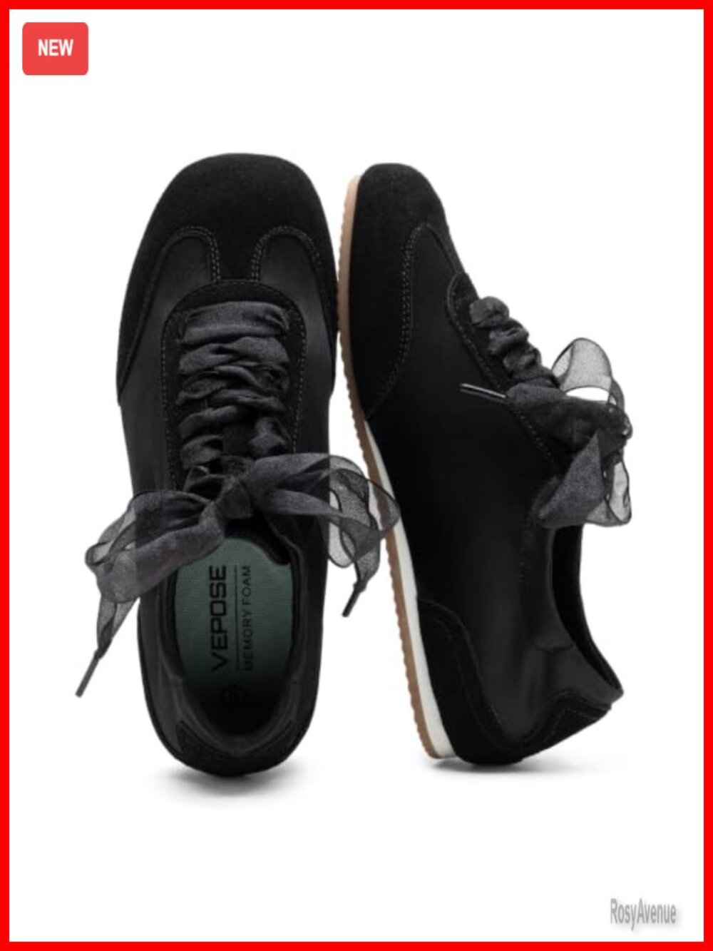 Square Toe Satin Suede Lace-Up Ballet Sneakers Cushioned Memory Foam